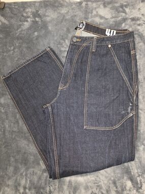 G-Unit Men's Dark Blue Straight Jeans with Contrast Stitching Sz. 40 Wide Leg